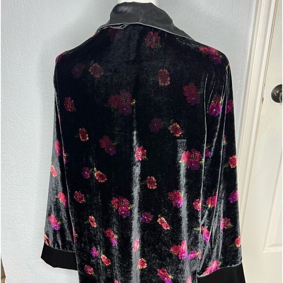 Victoria’s Secret Black Velvet Floral Satin Floor Length Women’s Robe Sz Small - Picture 5 of 12
